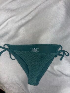 Shade & Shore Teal Lace-Front Side Tie Bikini Bottom
